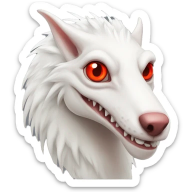 White albino sergal-vernid with red mane and red eyes sticker