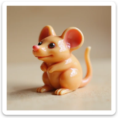realistic candy shaped like a cute mouse, photorealistic style sticker