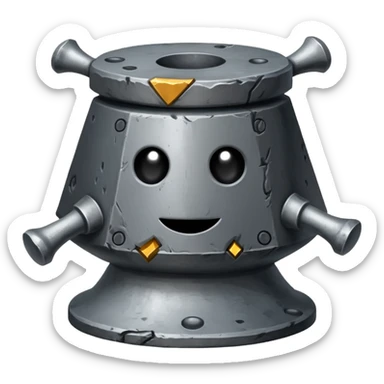 Iron anvil with poker face sticker