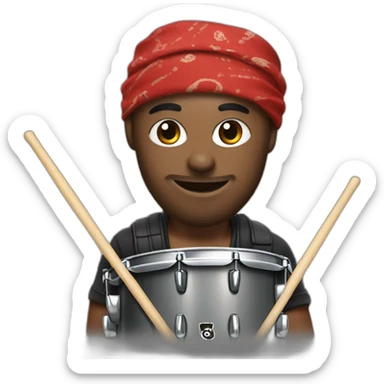 drummer with a bandana on his mouth sticker