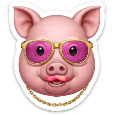 Pig wearing a chain and sunglasses sticker