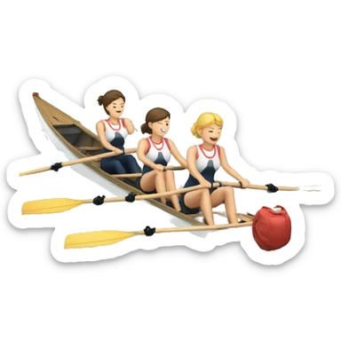 rowing team on a boat women sticker