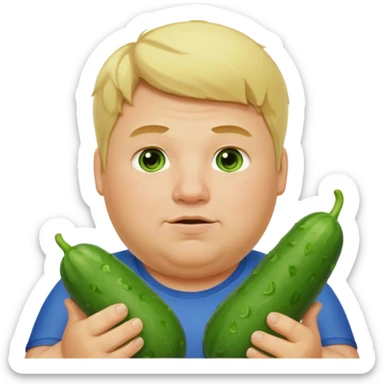 make a cucumber gamer, blonde and fat, male. show cucumbers sticker