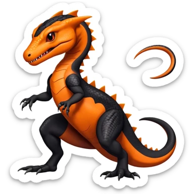 Black an Orange Salandit-Salazzle-Draco-Drakeon-Tyrunt-Fakémon-creature-hybrid sticker