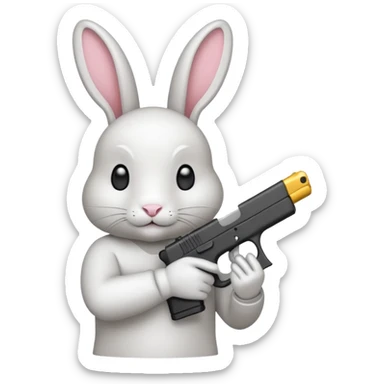 Crea un emoji de un conejo sosteniendo una glok realista de iPhone  sticker