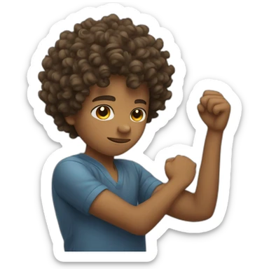 Curly hair boy dabbing sticker
