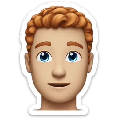 Chiselled man blue eyes slick reddish hair clean shaven sticker