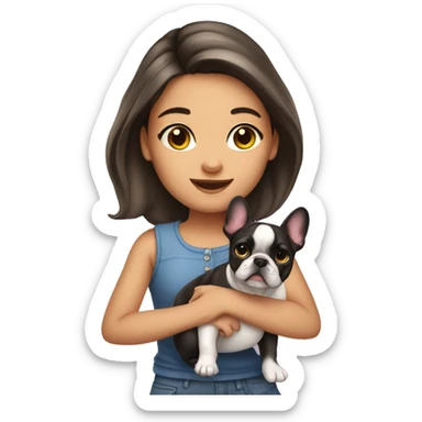 Cute girl holding a french bulldog sticker