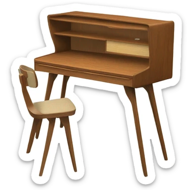Wood mid century simple desk sticker