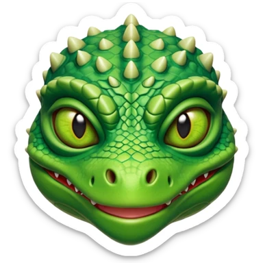 reptilian alien character, lizard-like face, scaled skin, sharp eyes, alien warrior vibe, 3D cartoon, mobile game icon style, clean background, no text, no watermark
 sticker