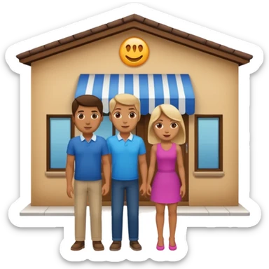 2 grown characters + shop building sticker