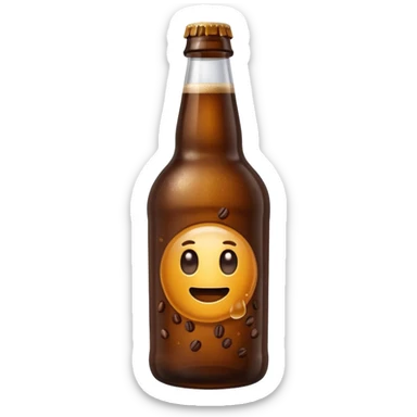 cerveza en botella con grano de cafe al lado sticker