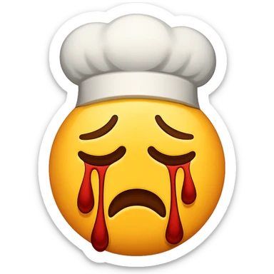 blood crying emoji with chef hat, remove background sticker