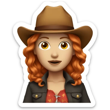 White women with ginger red hair in a cowgirl outfit sticker