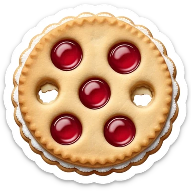 Linzer cookies with a red jam center shaped still round for eyes. sticker