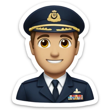 Man in navy uniform with brown hair and brown eyes  sticker