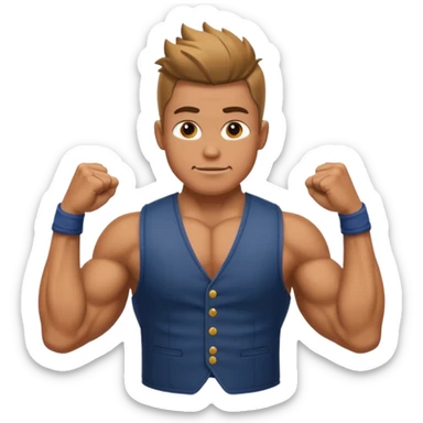 A fir person wearing vest only upper body reflexing muscles sticker