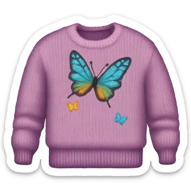 Knit sweater with butterfly glittery design sticker