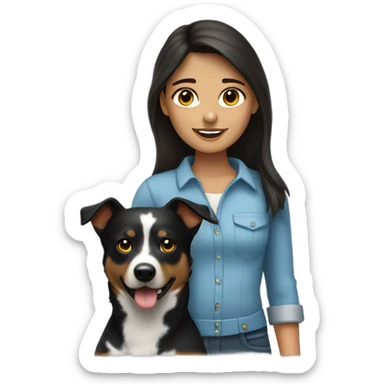 brunette girl with blue heeler sticker