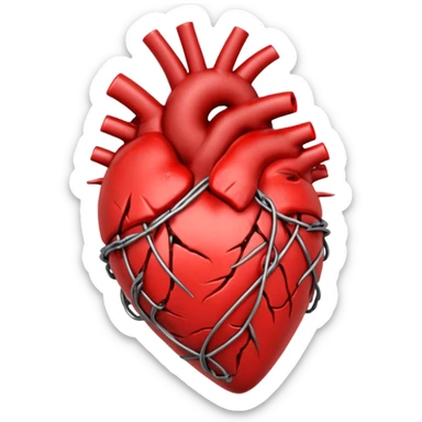anatomical heart wrapped in barbed wire sticker