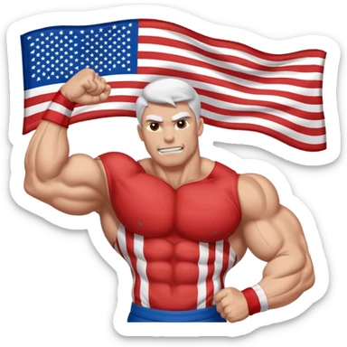 American flag flexing muscles sticker