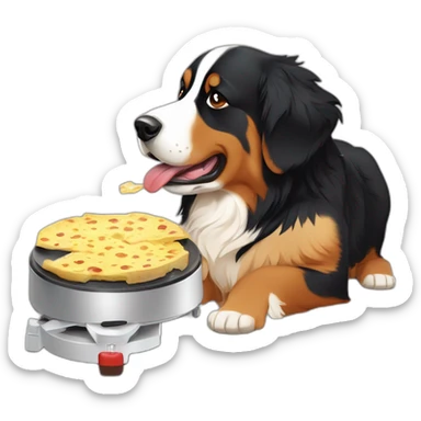 bernese mountain dog eating swiss raclette sticker