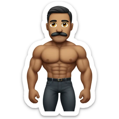 muscular man, mustache,full body sticker