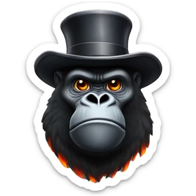 Magma lava gorilla wearing a tophat sticker