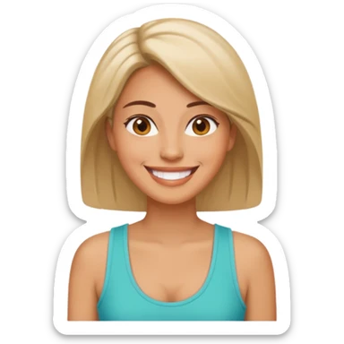 Adult woman, wearing a sleeveless tank top, potrait
 sticker