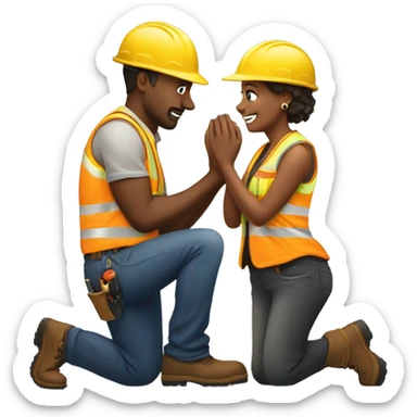 construction worker proposing marriage  sticker