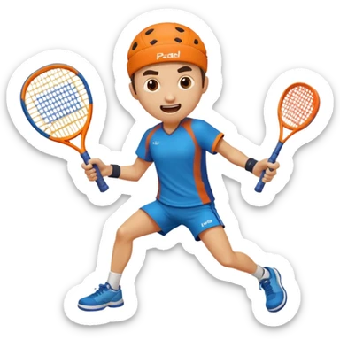Funny character smashing using padel racket sticker