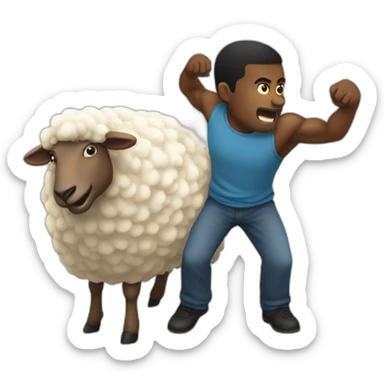 a black guy punching a sheep in the butt sticker