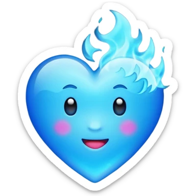Emoji style Blue fire heart  sticker