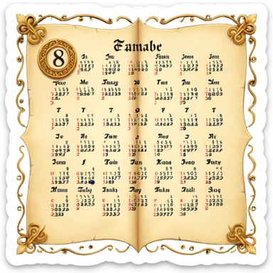  fantasy calendar page sticker