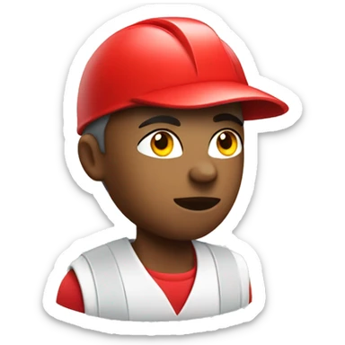 runner with red clothing and white hard hat sticker