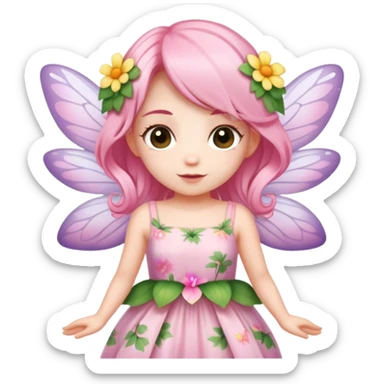 A light pink hair fairy with flower dress sticker