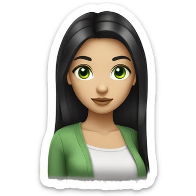 web designer girl with black hair and green eyes sticker