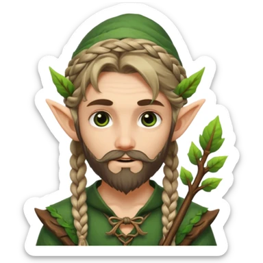 Forest elf with braided beard and bow sticker
