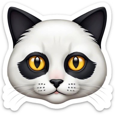 black and white cat face more black than white mean looking black nose sticker