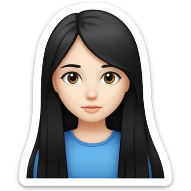 Pretty girl with black straight and long hair  sticker