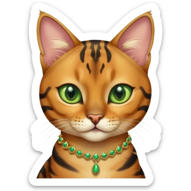 cute Bengal cat with jewellery  sticker