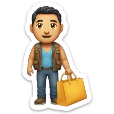 big man with a tote bag sticker