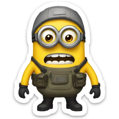 A minion in survival clothing sticker