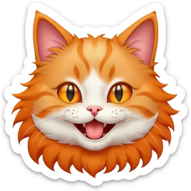 cat smiling with mouth open with star eyes sticker
