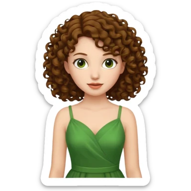green dress curly hair sticker