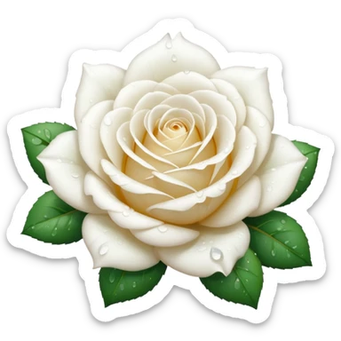 Realistic, white rose, with dew drops, high definition￼ sticker