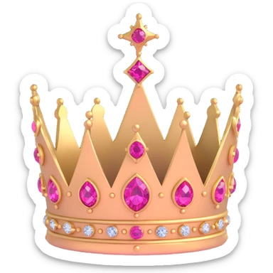 3D gothic crown with pink jewels, intricate and regal sticker