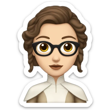 White skin Pretty woman with straigh brown hair, brown big eyes wit glasses dressed like sexy padme amidala sticker