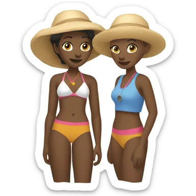 Two lesbians on a beach sticker