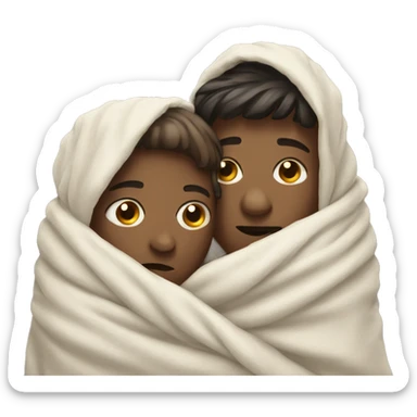 two people wrapped in a blanket sticker
